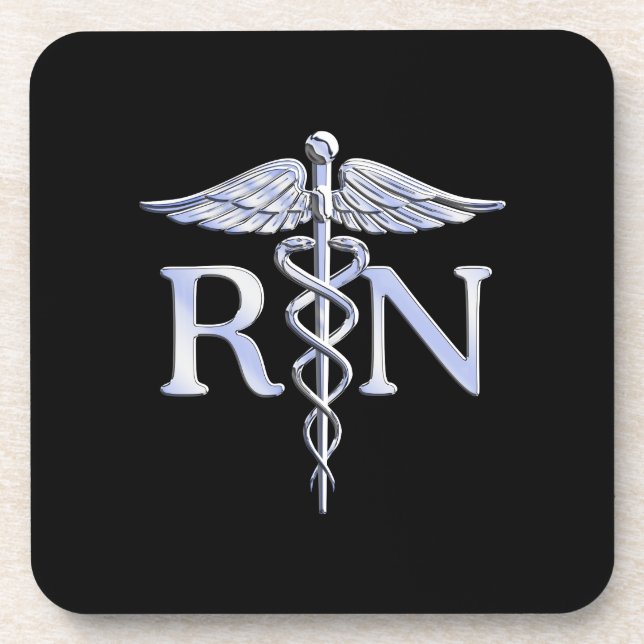 Registriert Nurse RN Caduceus Schlangen Stil auf s Untersetzer (Vorderseite)