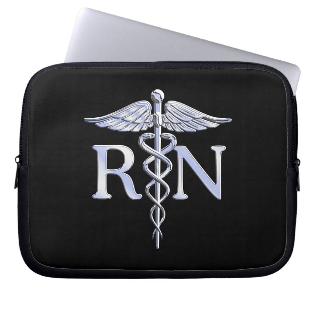 Registriert Nurse RN Caduceus Snakes Laptopschutzhülle (Vorderseite)