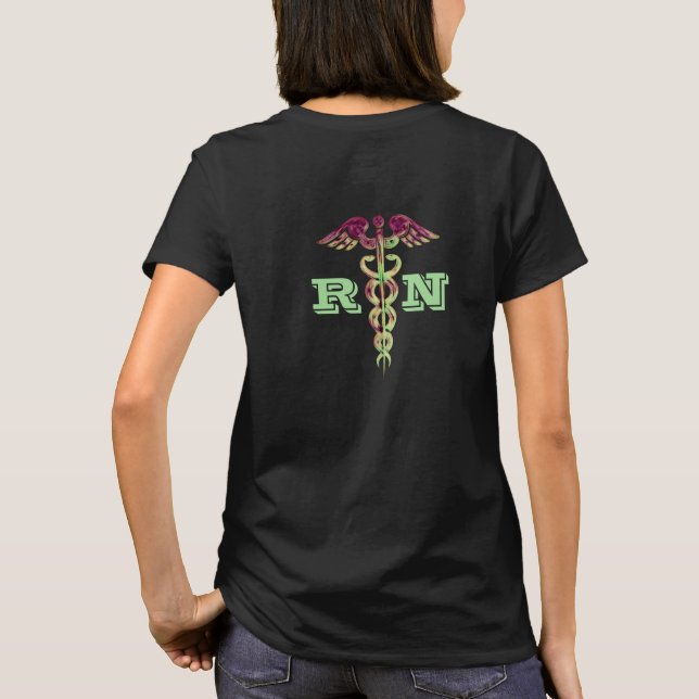 Registriert Nurse RN Medical Caduceus Symbol Women T-Shirt (Rückseite)