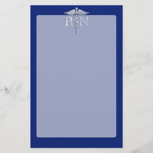 Registriert Nurse RN Silver Caduceus auf Navy Blue Briefpapier