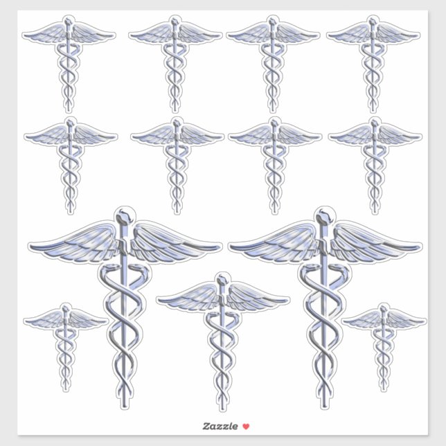 Registriert Nurse RN Silver Caduceus Aufkleber (Blatt)