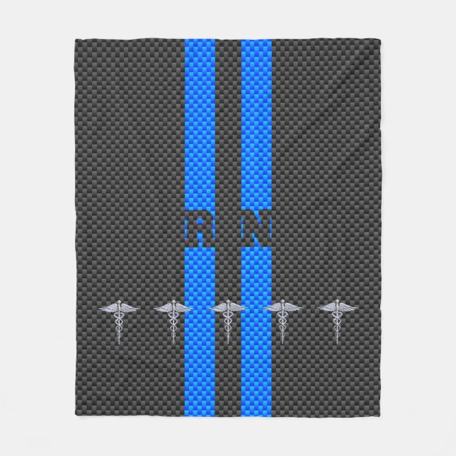 Registriert Nurse RN Silver Caduceus Fleecedecke (Vorderseite)