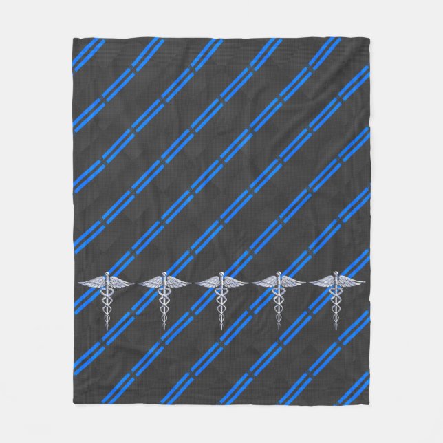 Registriert Nurse RN Silver Caduceus Fleecedecke (Vorderseite)