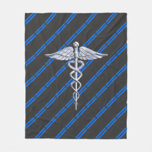 Registriert Nurse RN Silver Caduceus Fleecedecke