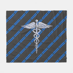 Registriert Nurse RN Silver Caduceus Fleecedecke