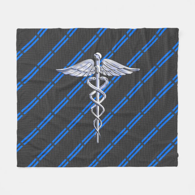 Registriert Nurse RN Silver Caduceus Fleecedecke (Vorderseite (Horizontal))