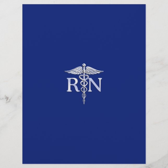 Registriert Nurse RN Silver Caduceus Navy Blue Dek (Vorderseite)