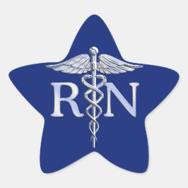 Registriert Nurse RN Silver Caduceus Navy Blue Dek Stern-Aufkleber