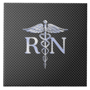 Registriert Nurse RN Silver Caduceus Snakes Fliese