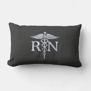 Registriert Nurse RN Silver Caduceus Snakes Lendenkissen