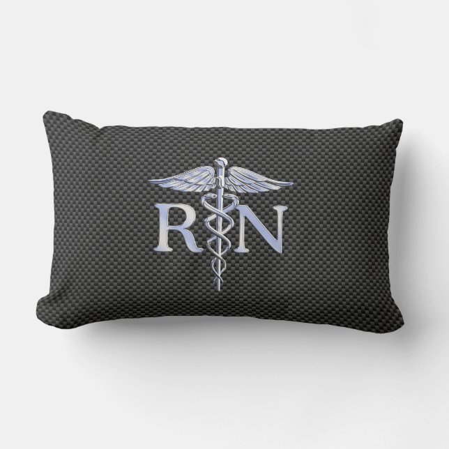 Registriert Nurse RN Silver Caduceus Snakes Lendenkissen (Vorderseite)