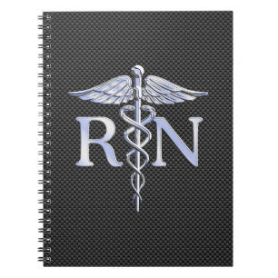 Registriert Nurse RN Silver Caduceus Snakes Notizblock