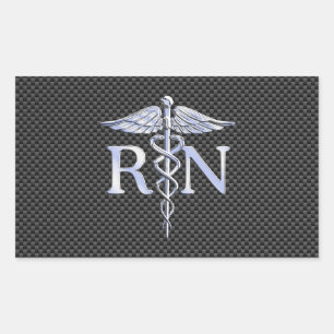 Registriert Nurse RN Silver Caduceus Snakes Rechteckiger Aufkleber