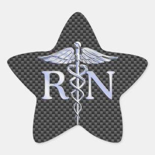 Registriert Nurse RN Silver Caduceus Snakes Stern-Aufkleber