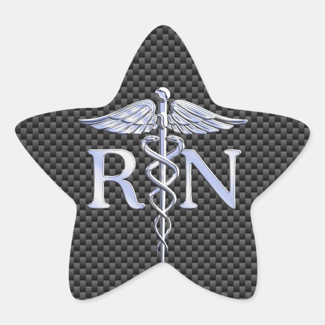 Registriert Nurse RN Silver Caduceus Snakes Stern-Aufkleber (Vorderseite)