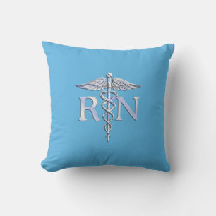 Registriert Nurse RN Silver wie Caduceus Baby Blue Kissen