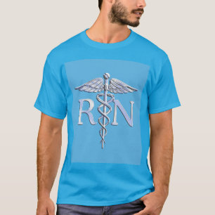 Registriert Nurse RN Silver wie Caduceus Baby Blue T-Shirt