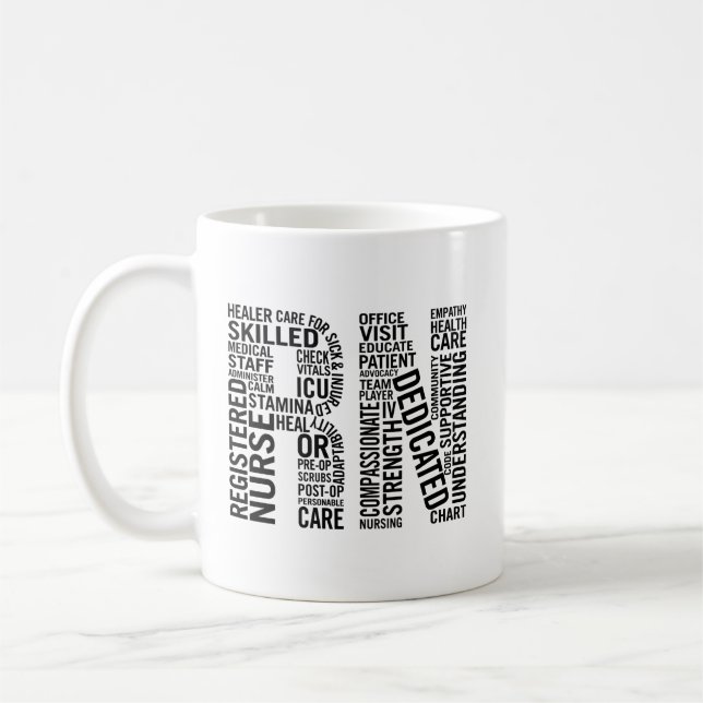Registriert Nurse Word Art RN Kaffeetasse (Links)