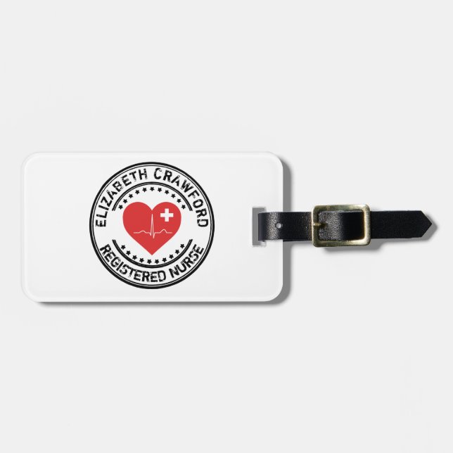 Registrierte Krankenschwester-Briefmarken-Herz ECG Gepäckanhänger (Vorderseite horizontal)