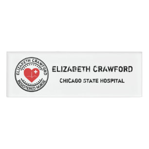 Registrierte Krankenschwester-Briefmarken-Herz ECG Namenschild