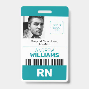 Registrierte Krankenschwester-ID-Barcode-Teal-Whit Ausweis