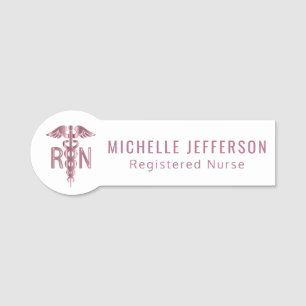 Registrierte Krankenschwester - Logo - Rosa Namensschild