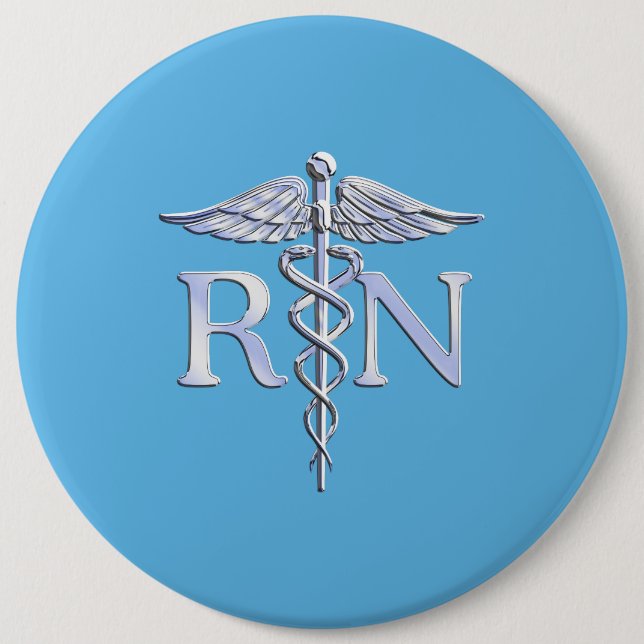 Registrierte Krankenschwester RN Caduceus auf Baby Button (Vorderseite)