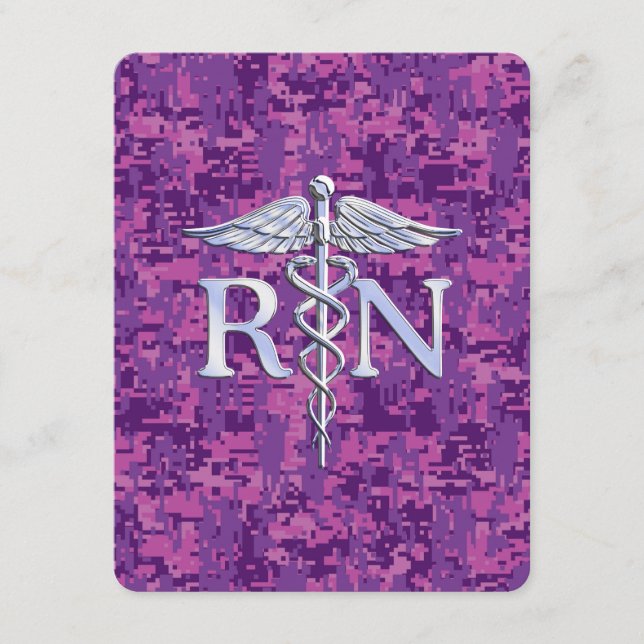 Registrierte Krankenschwester RN Caduceus auf rosa Begleitkarte (Vorderseite)