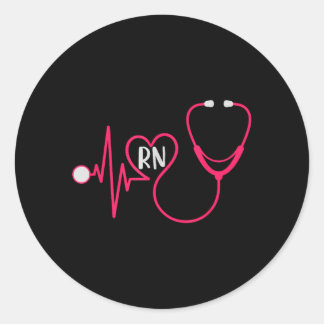 Registrierte Krankenschwester Rn Herzschlag Ekg St Runder Aufkleber