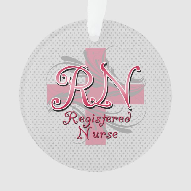 Registrierte Krankenschwester RN, rosa QuerWirbel Ornament (Vorderseite)