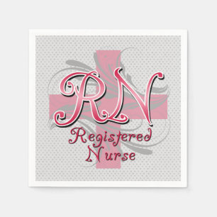 Registrierte Krankenschwester RN, rosa QuerWirbel Serviette