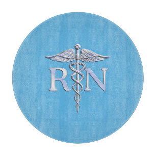 Registrierte Krankenschwester RN Silberner Caduceu Schneidebrett