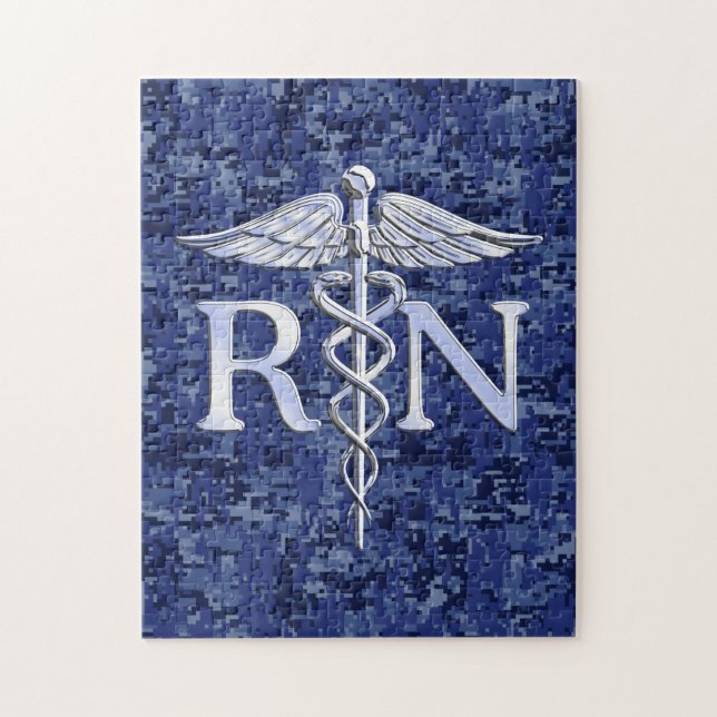 Registrierte Krankenschwester RN silberner Puzzle (Vertikal)