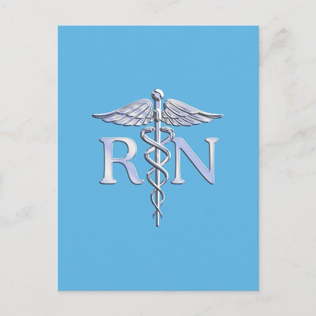 Registrierte Krankenschwester RN Silver Caduceus a Postkarte (Vorderseite)
