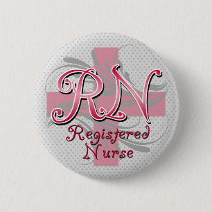 Registrierte Krankenschwester, rosa QuerWirbel Button
