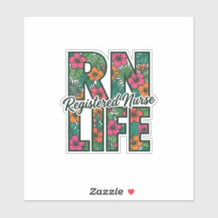 Registrierte Pflegefachfrau RN Life Floral Vektor Aufkleber