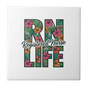 Registrierte Pflegefachfrau RN Life Floral Vektor  Fliese