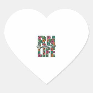 Registrierte Pflegefachfrau RN Life Floral Vektor Herz-Aufkleber