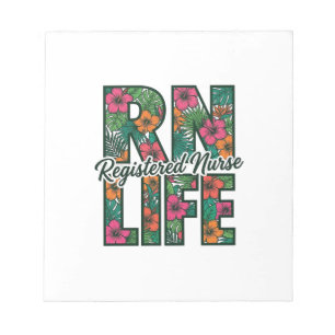 Registrierte Pflegefachfrau RN Life Floral Vektor  Notizblock