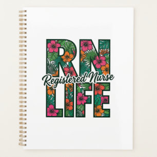 Registrierte Pflegefachfrau RN Life Floral Vektor Planer