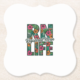 Registrierte Pflegefachfrau RN Life Floral Vektor Untersetzer