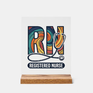 Registrierte Pflegefachfrau RN Vintage-Regenbogen- Acrylschild