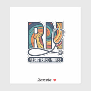 Registrierte Pflegefachfrau RN Vintage-Regenbogen- Aufkleber