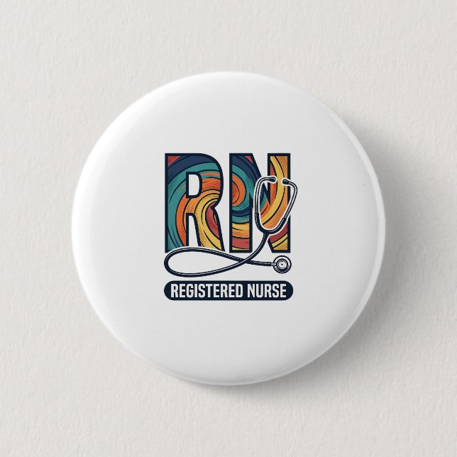 Registrierte Pflegefachfrau RN Vintage-Regenbogen- Button (Vorderseite)