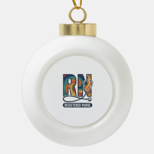 Registrierte Pflegefachfrau RN Vintage-Regenbogen- Keramik Kugel-Ornament