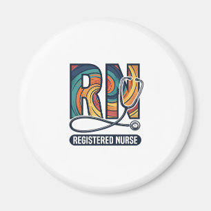 Registrierte Pflegefachfrau RN Vintage-Regenbogen- Magnet