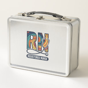 Registrierte Pflegefachfrau RN Vintage-Regenbogen- Metall Brotdose