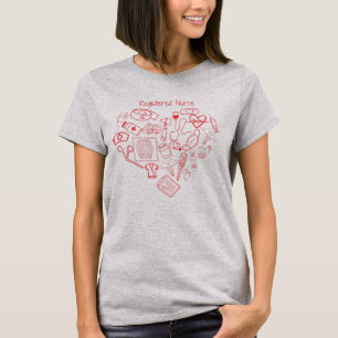 Registrierte Pflegekraft Herz Medizinisches Doodle T-Shirt