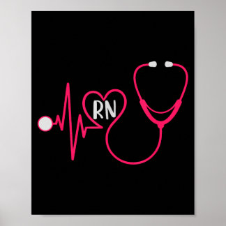 Registrierte Pflegekraft Rn Herzschlag Ekg Stethos Poster