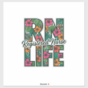 Registrierte Pflegekraft RN Life Floral Vektor Des Aufkleber